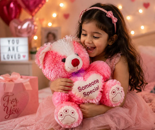 Pink Someone Special Teddy Bear with Heart Cushion | Soft Plush Teddy Bear Gift for Girls, Kids & Loved Ones