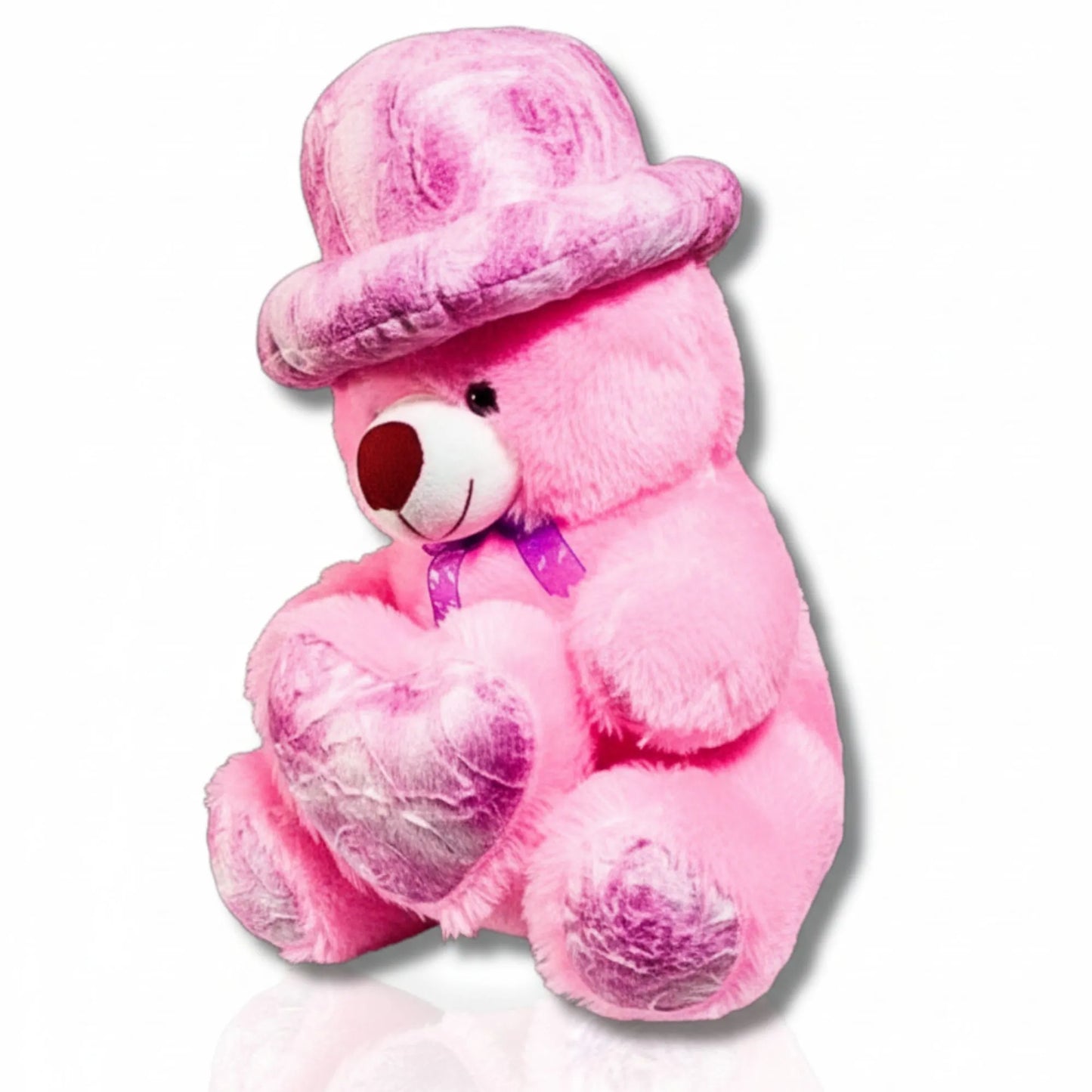 Pink Teddy Bear with Stylish Hat & Heart Cushion | Soft Plush Teddy Bear for Gifts, Kids & Home Décor
