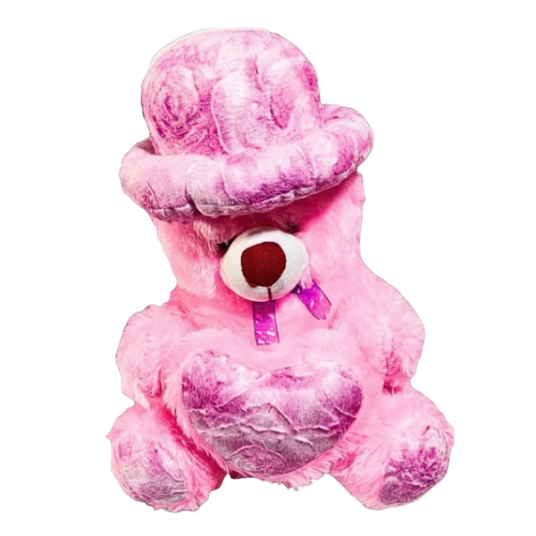 Pink Teddy Bear with Stylish Hat & Heart Cushion | Soft Plush Teddy Bear for Gifts, Kids & Home Décor