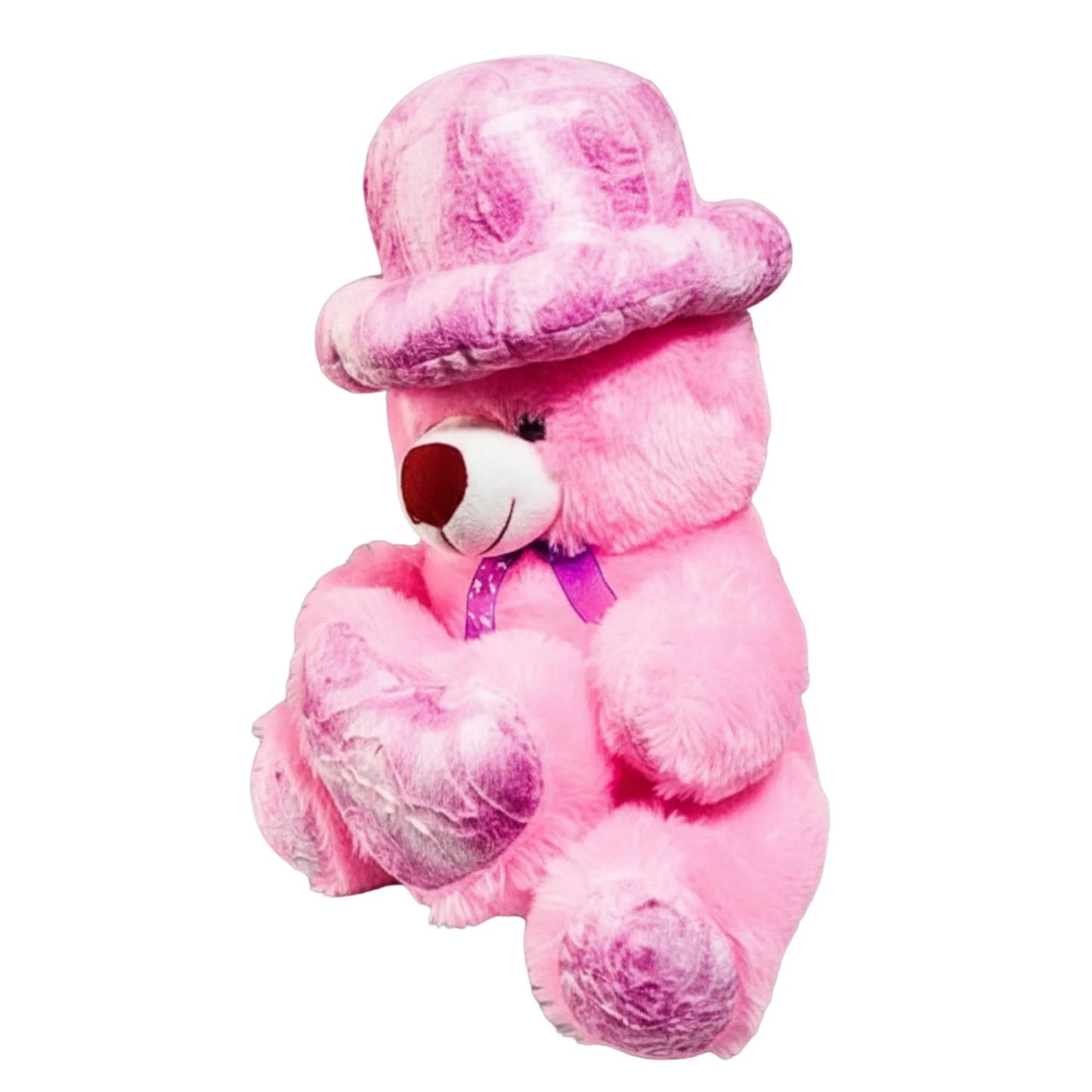 Pink Teddy Bear with Stylish Hat & Heart Cushion | Soft Plush Teddy Bear for Gifts, Kids & Home Décor
