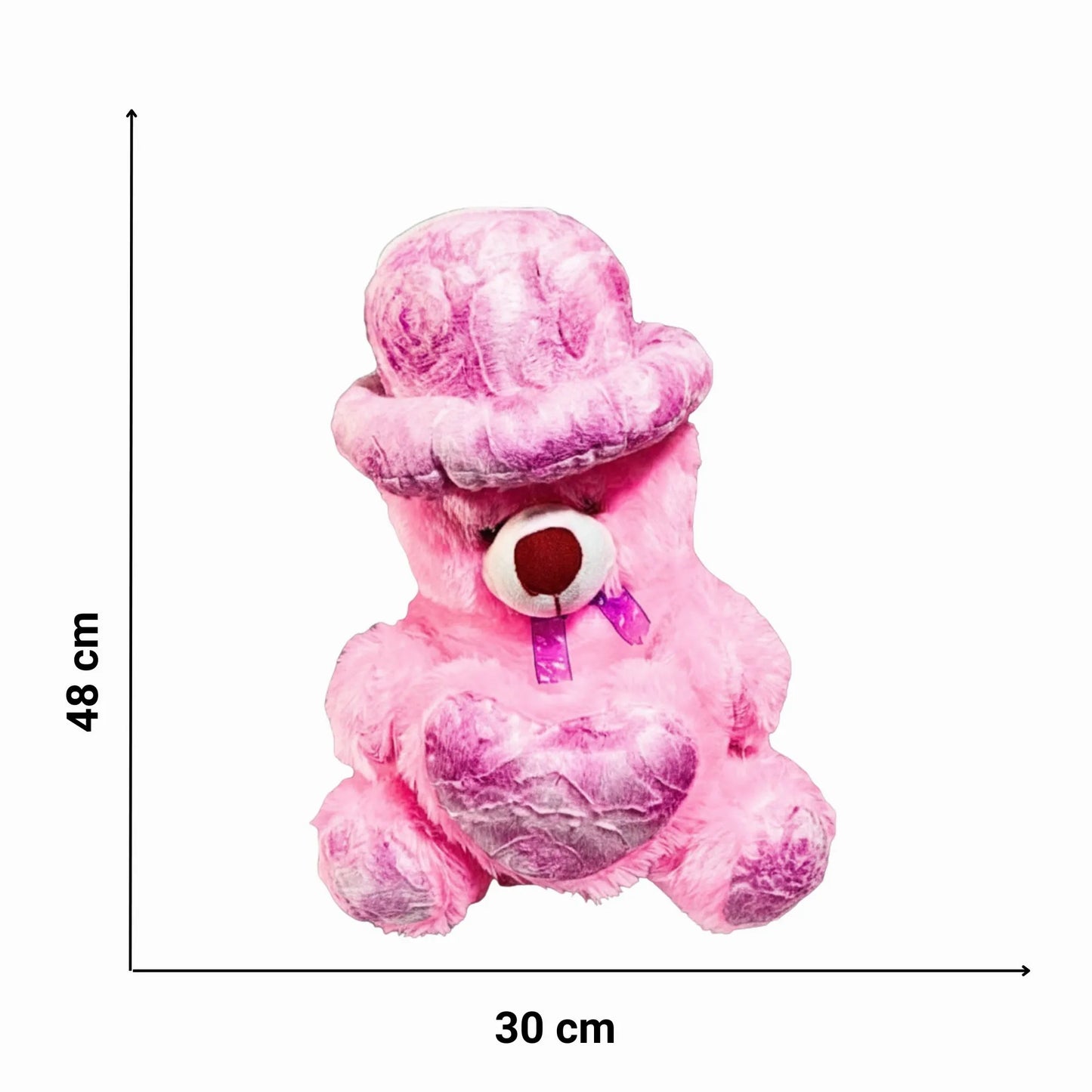 Pink Teddy Bear with Stylish Hat & Heart Cushion | Soft Plush Teddy Bear for Gifts, Kids & Home Décor