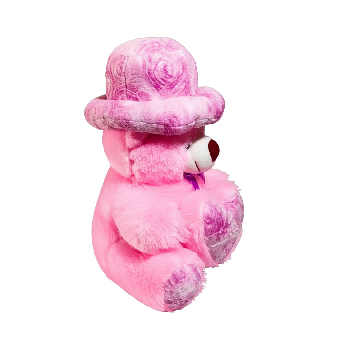 Pink Teddy Bear with Stylish Hat & Heart Cushion | Soft Plush Teddy Bear for Gifts, Kids & Home Décor