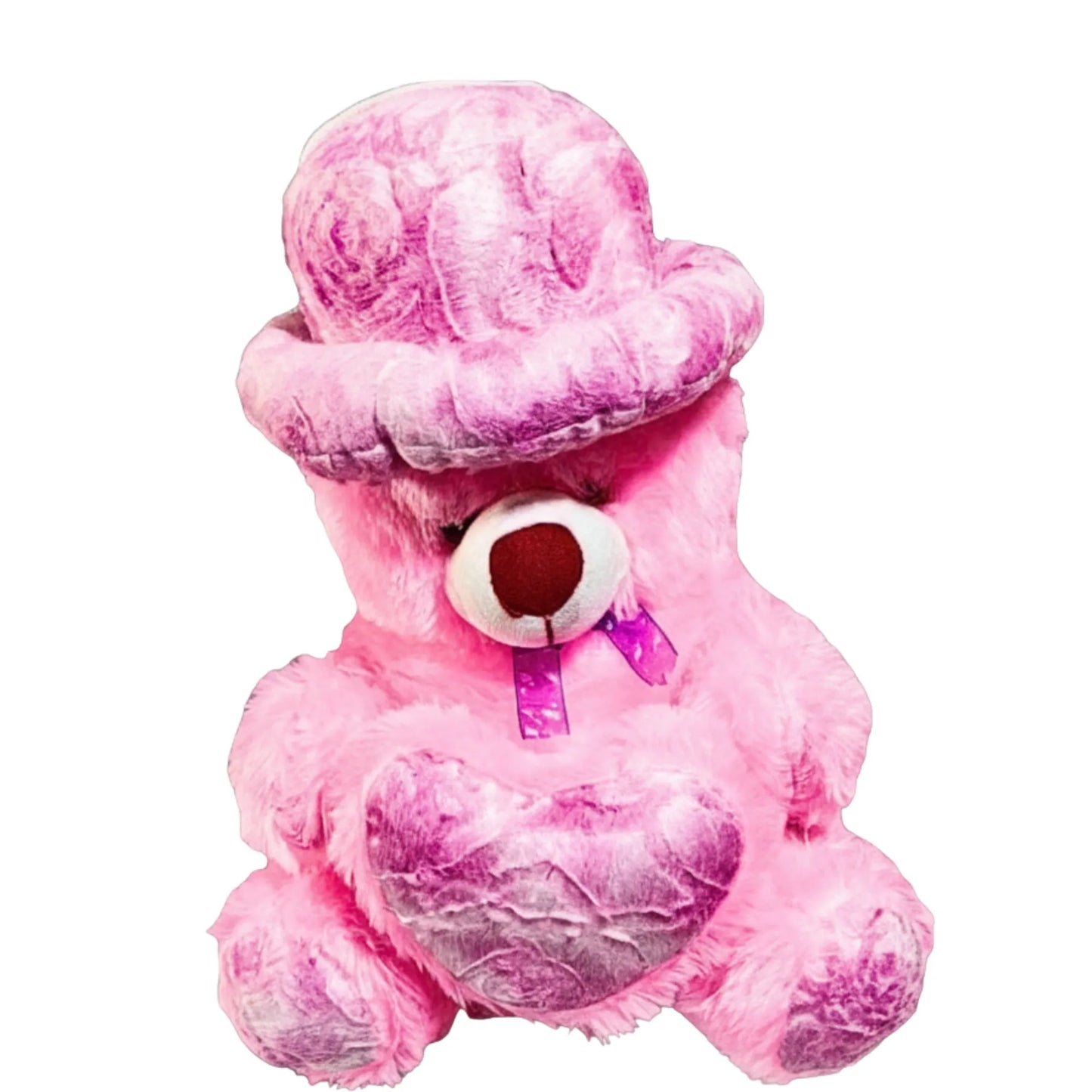 Pink Teddy Bear with Stylish Hat & Heart Cushion | Soft Plush Teddy Bear for Gifts, Kids & Home Décor