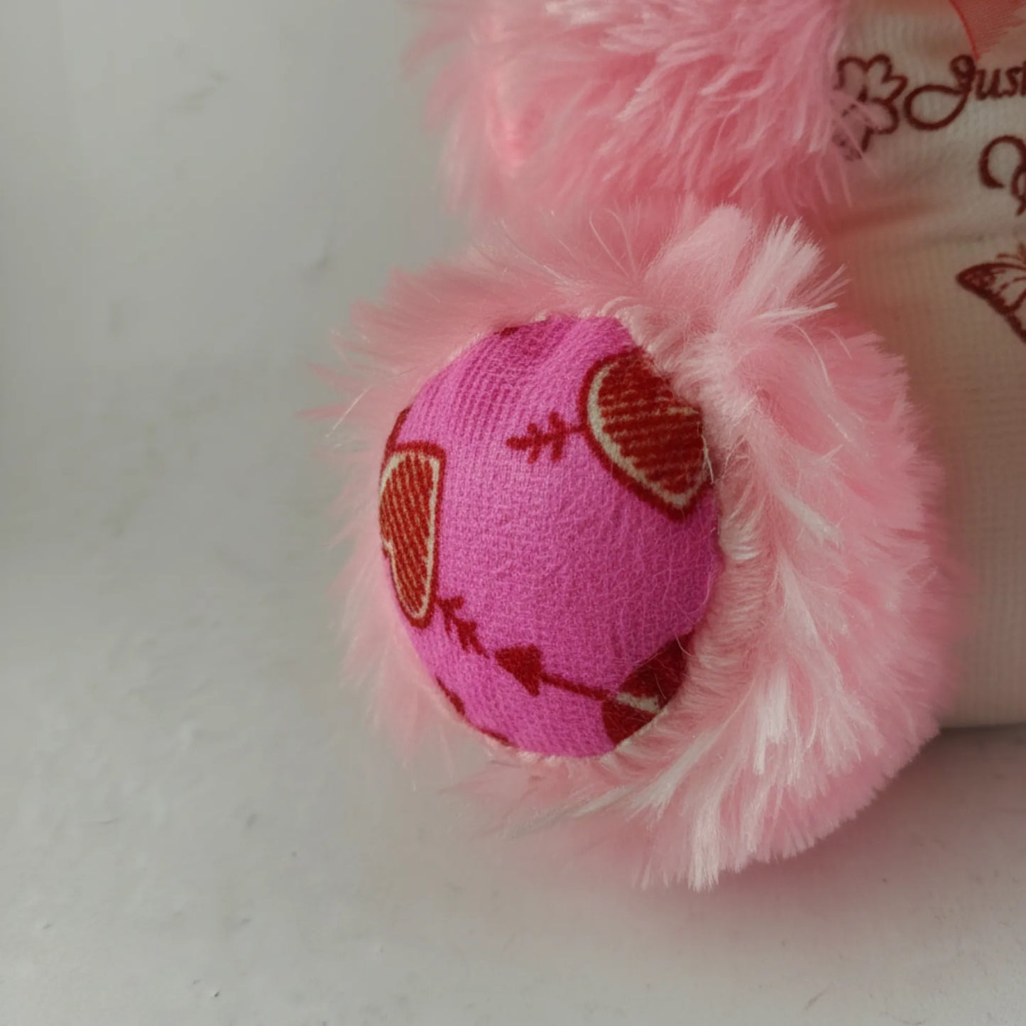 30cm Pink Teddy Bear with Love Print Hat | Soft Plush Teddy Gift for Girls, Kids, Valentine's Day & Special Occasions