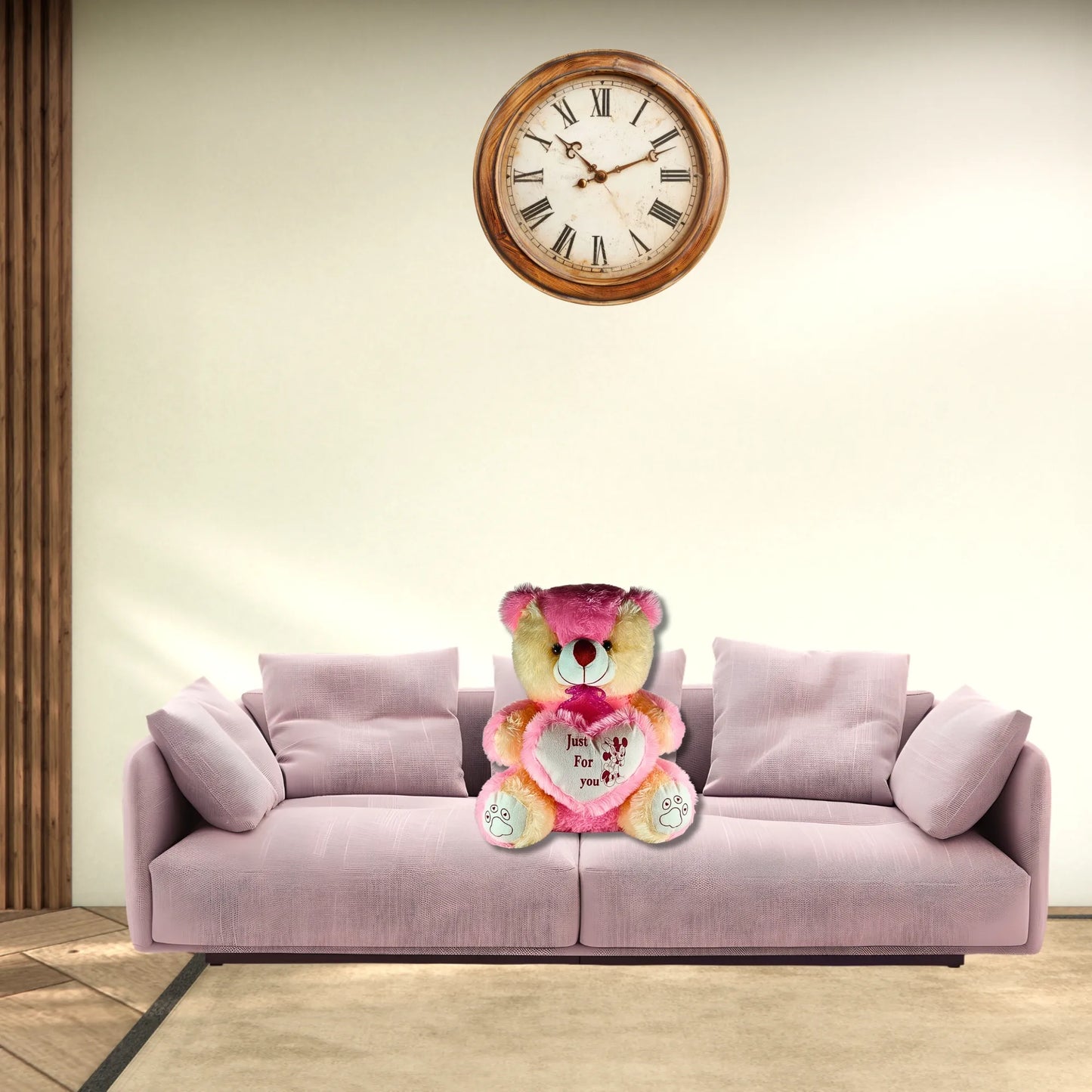 Pink Teddy Bear with Heart Cushion | Soft Plush Teddy Bear Gift for Kids, Girls & Loved Ones | Cute Stuffed Teddy Toy