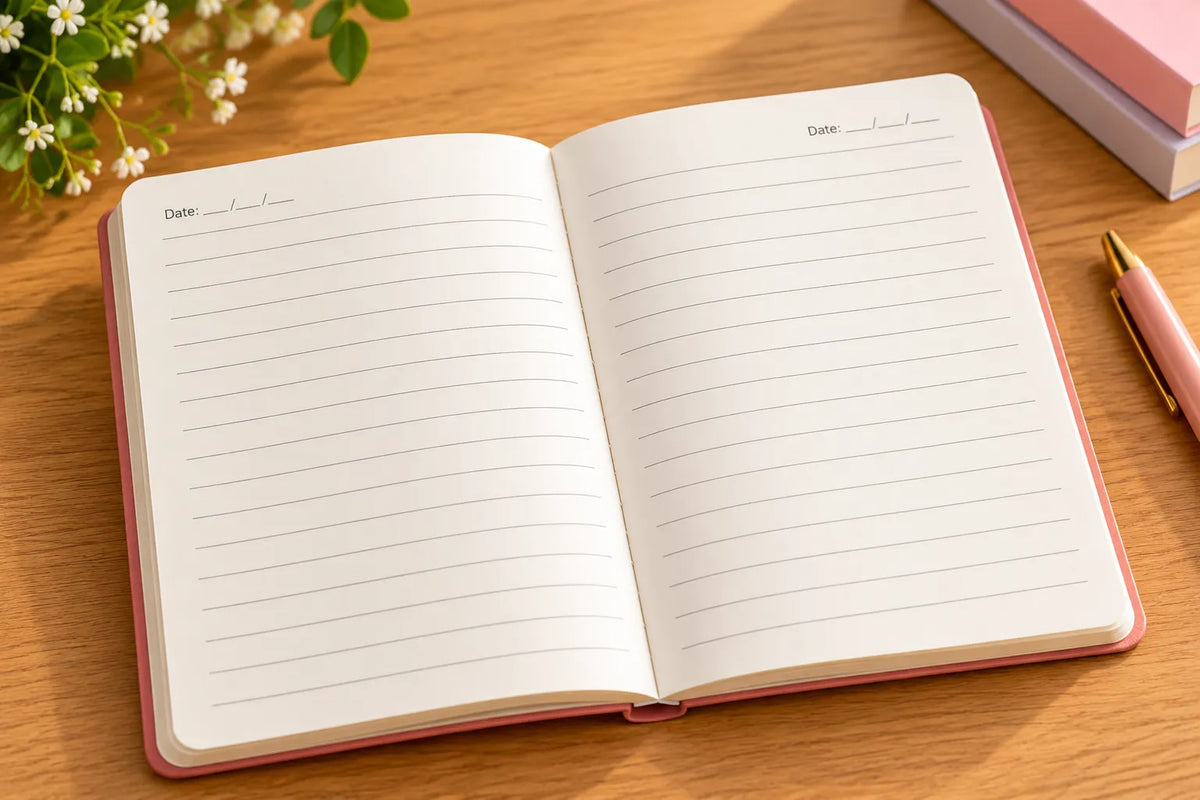 Pink Tulip Floral Notebook – Soft Cover Ruled Diary, 192 Pages, 15 × 10.3 cm