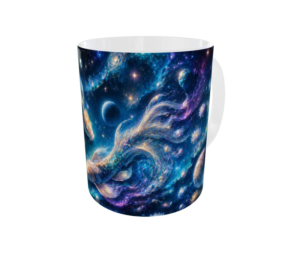 Pisces Zodiac Ceramic Coffee Mug – Celestial Koi Fish Astrology Mug | 325 ml Premium Printed Mug | Zodiac Gift for Pisces Men & Women