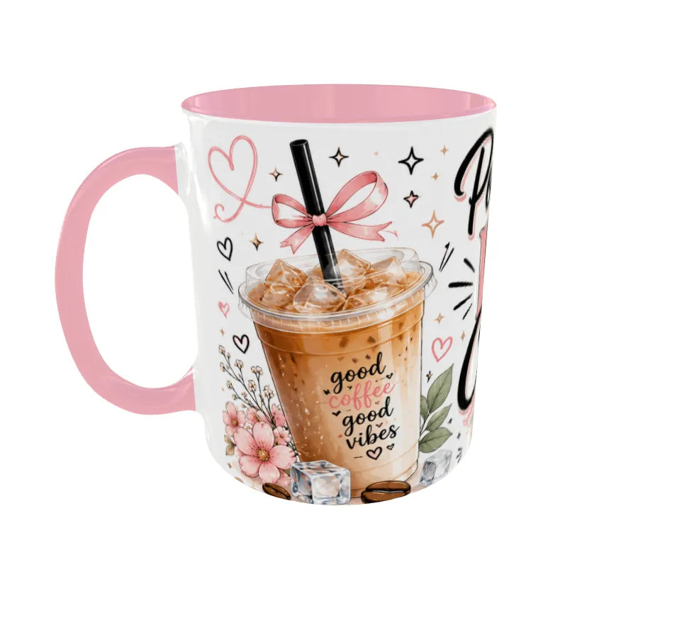 Powered By Iced Coffee Pink Ceramic Mug