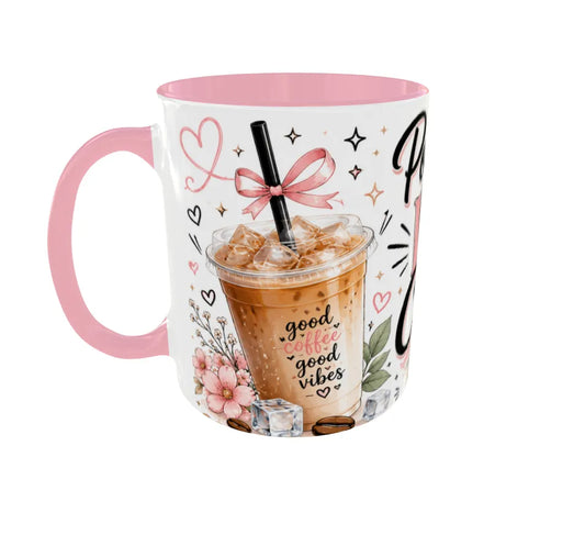 Powered By Iced Coffee Pink Ceramic Mug