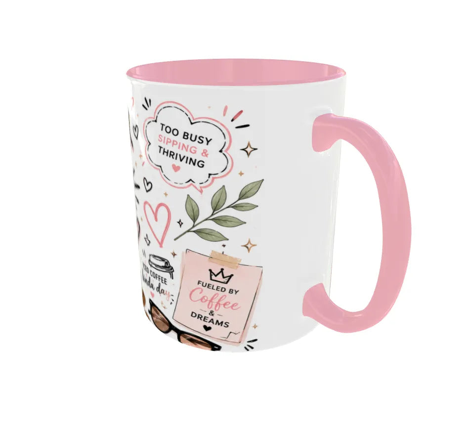 Powered By Iced Coffee Pink Ceramic Mug