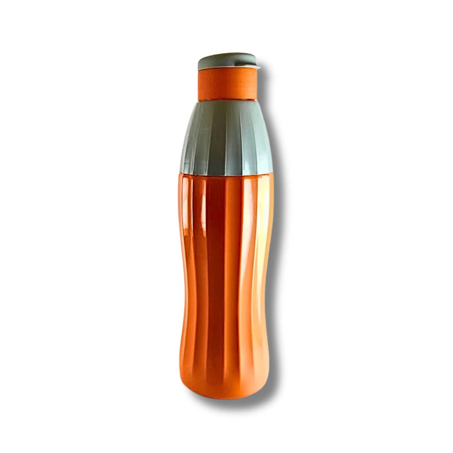 Premium Insulated Stainless Steel Water Bottle 900ml | Leakproof Sports Bottle with Strap | Orange & Grey