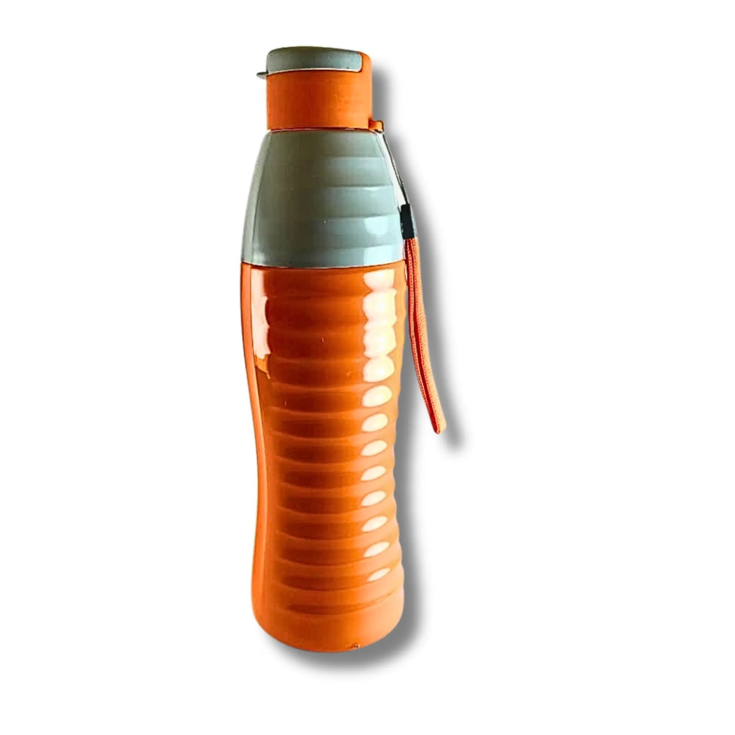 Premium Insulated Stainless Steel Water Bottle 900ml | Leakproof Sports Bottle with Strap | Orange & Grey