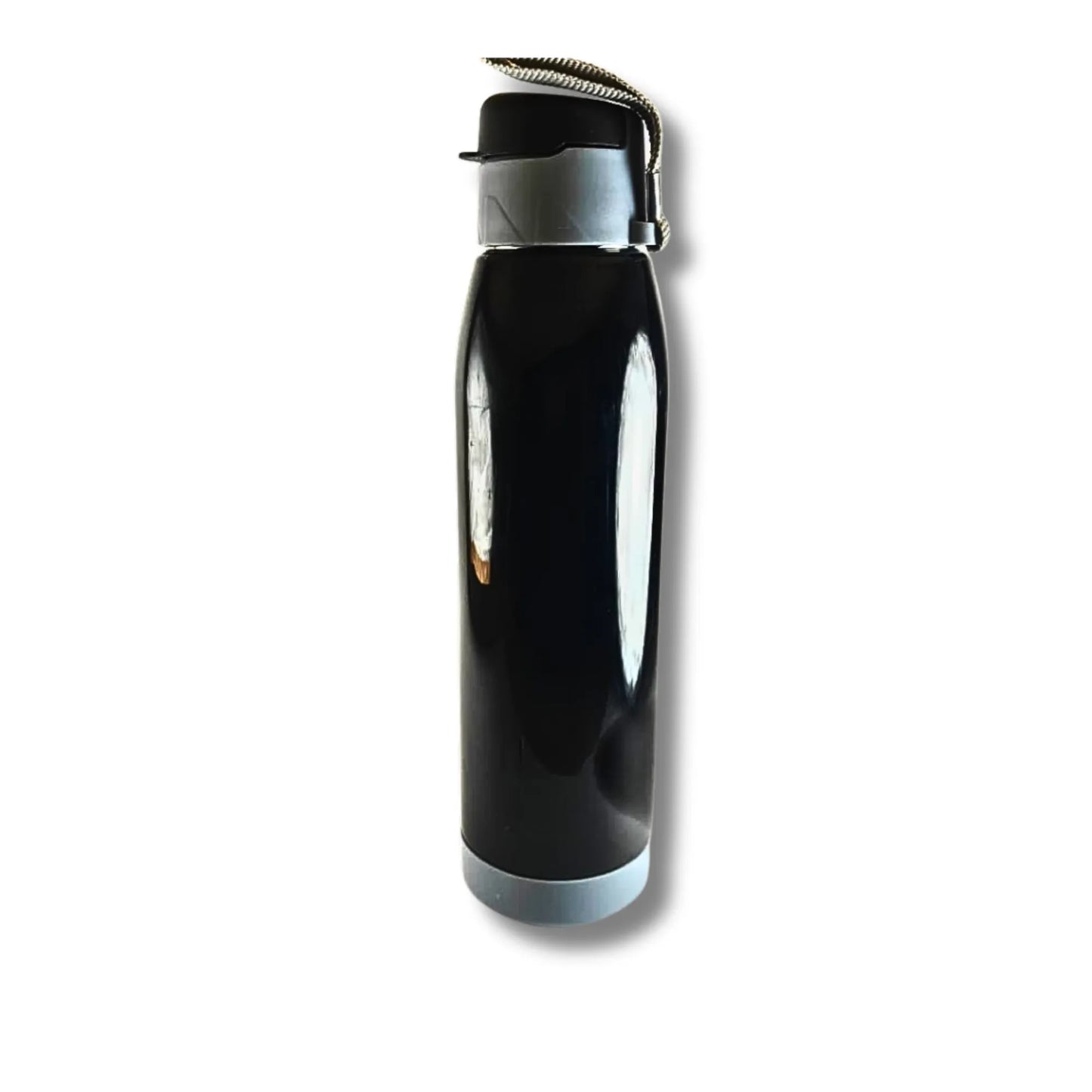 Premium Stainless Steel Water Bottle 900ml | Leakproof Insulated Steel Bottle with Flip Lid & Carry Strap | Black