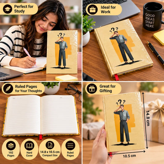 Question Mark – Confused Thoughts Hard Cover Ruled Notebook, 192 Pages