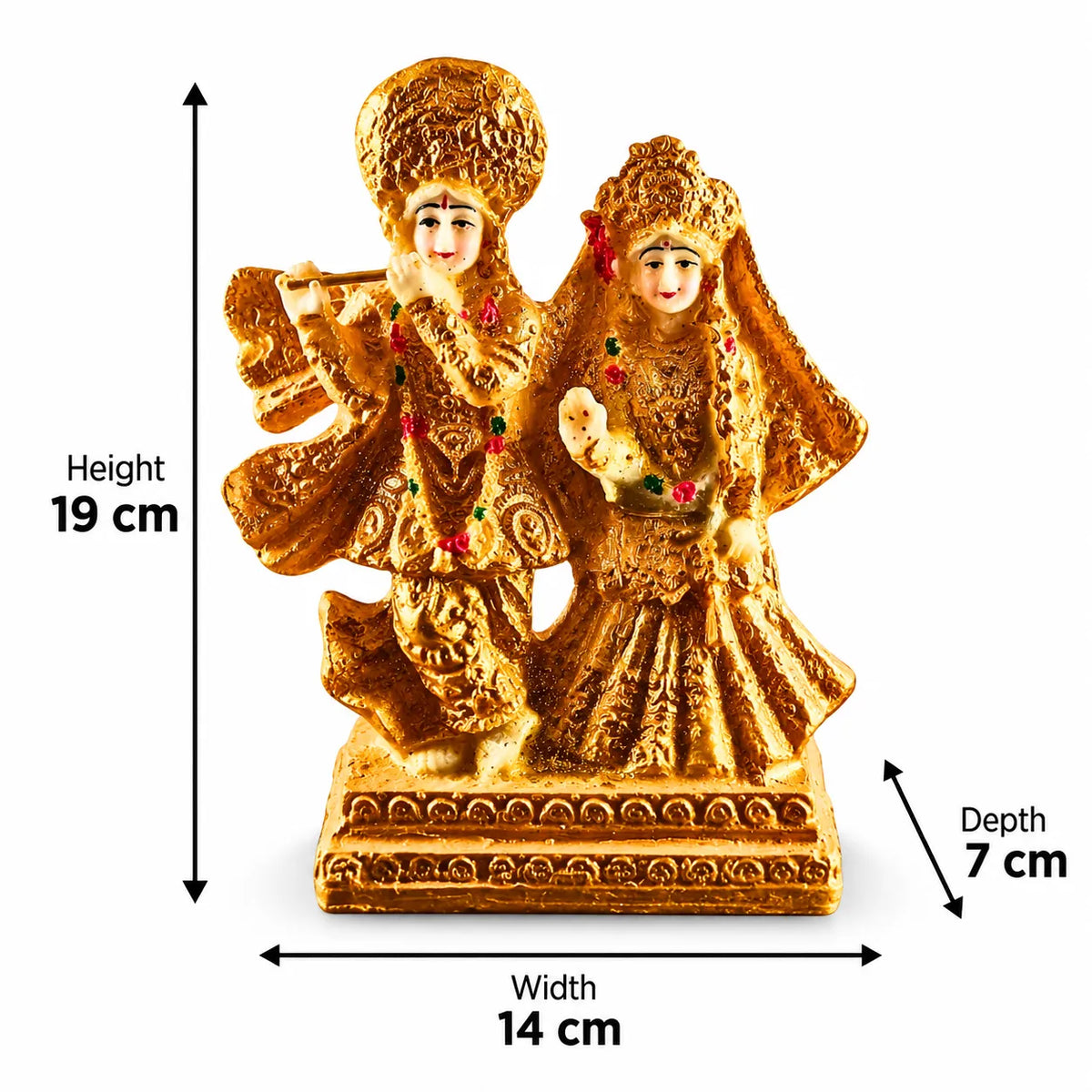 Radha Krishna in Braj – Golden Decorative Idol