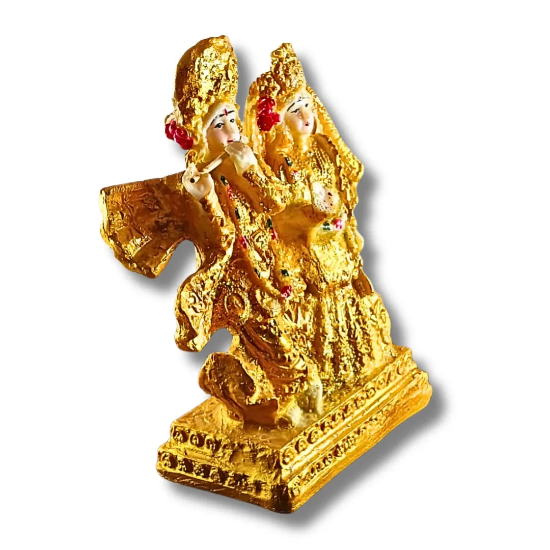 Radha Krishna in Braj – Golden Decorative Idol