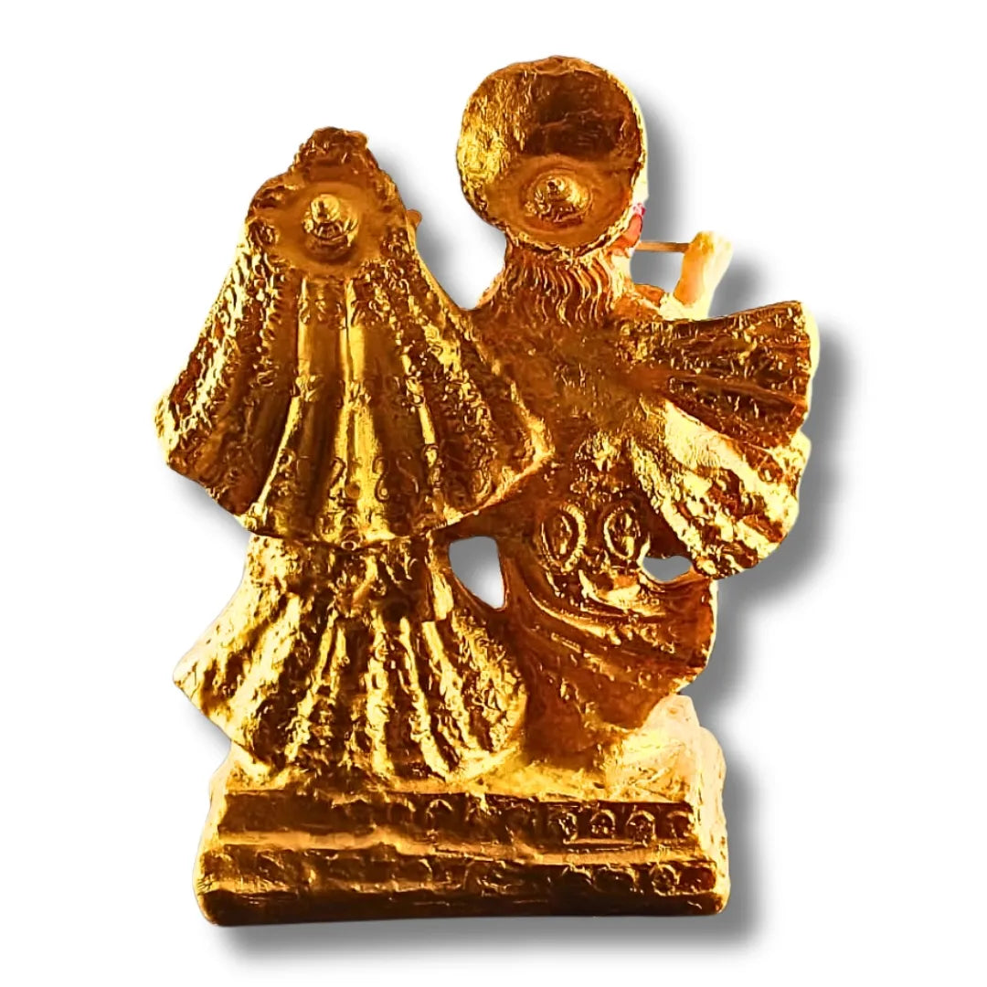 Radha Krishna in Braj – Golden Decorative Idol