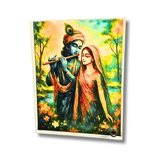 Saadhya Mart Radha Krishna Glass Frame for Home Decor | Divine Couple Glass Statue for Gift, Puja Ghar & Office Desk