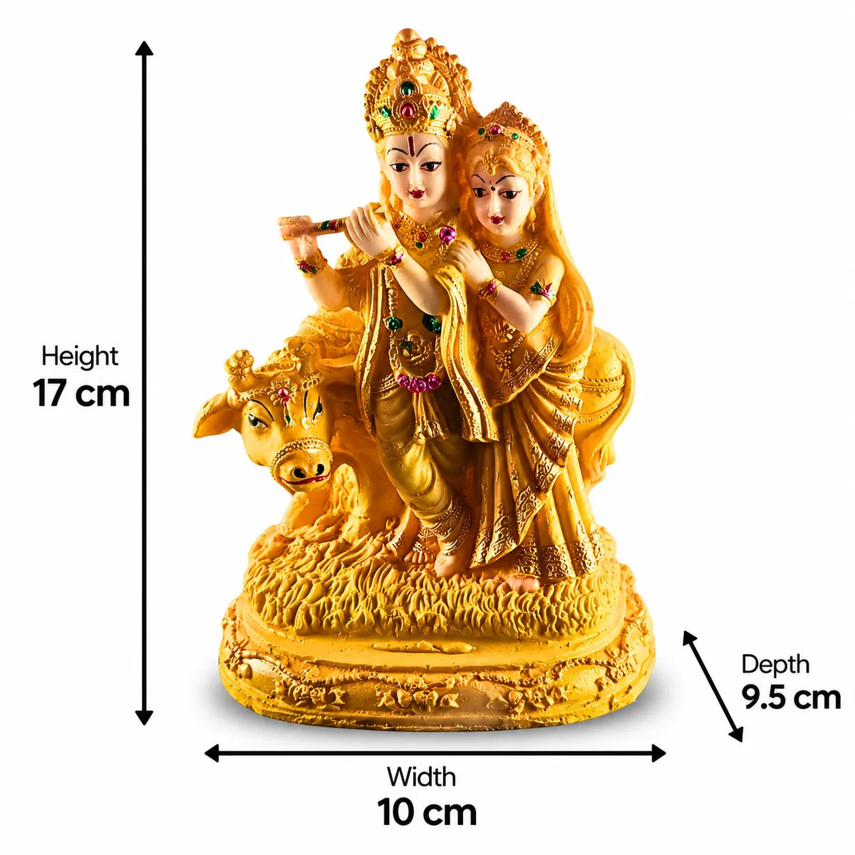 Radha Krishna with Cow Idol