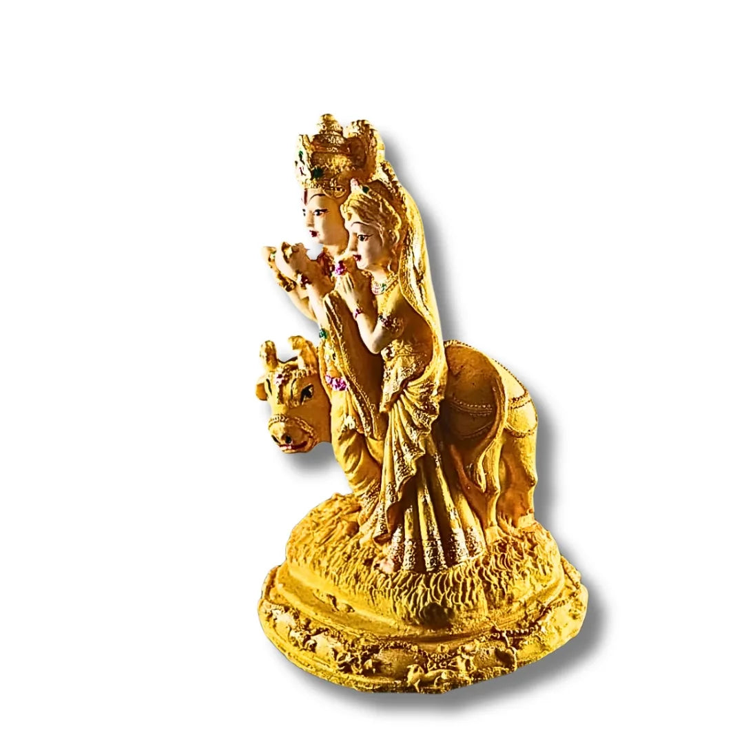 Radha Krishna with Cow Idol