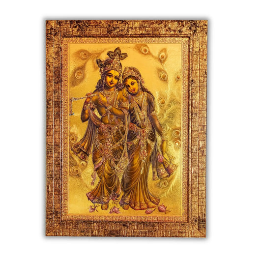 Saadhya Mart Radha Krishna 24K Gold Plated Photo Frame (34 x 25 cm) – Premium Spiritual Wall Decor for Home, Temple & Living Room | Luxury Gift Frame