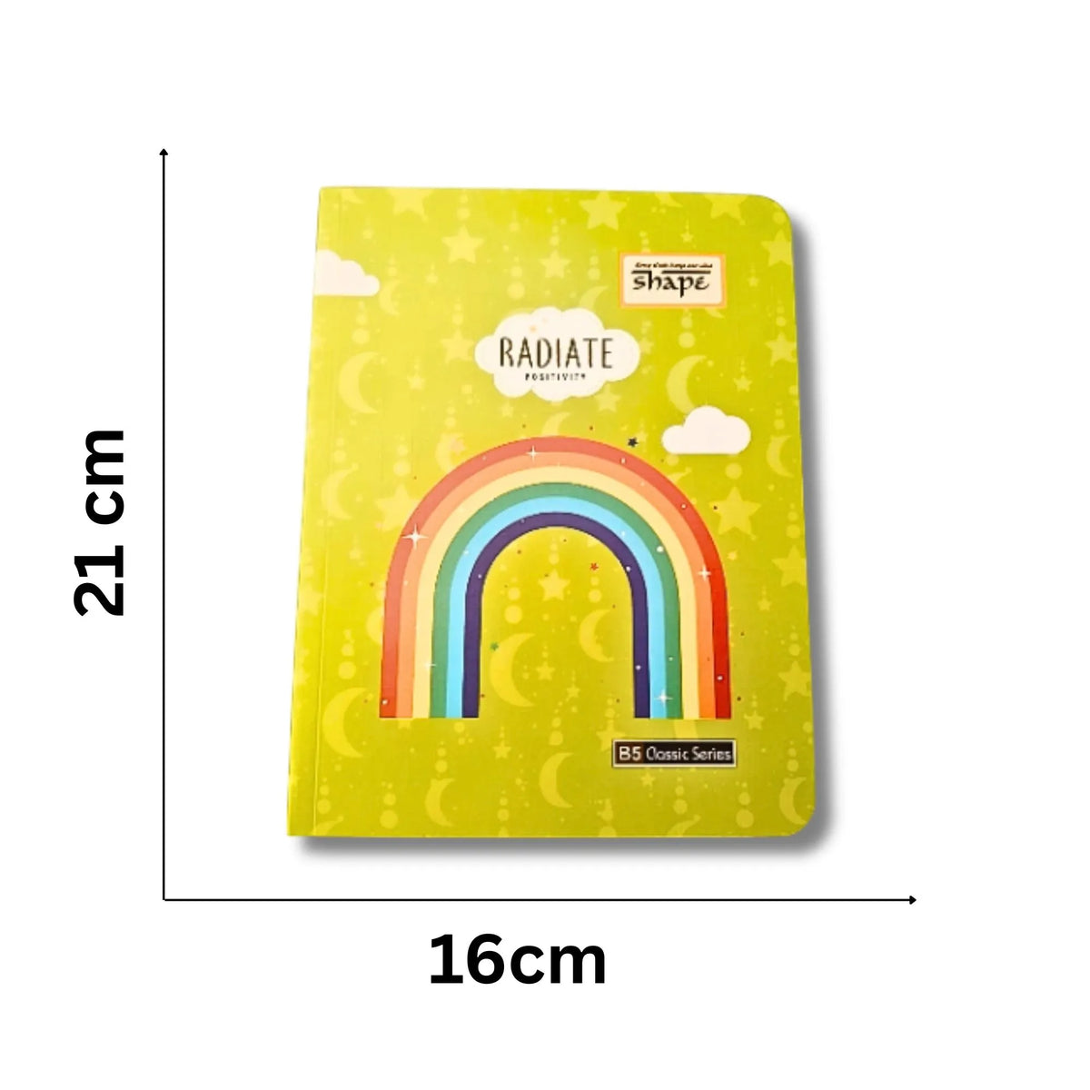 Radiate Positivity Rainbow Ruled Notebook – 16 × 21 cm, 192 Pages