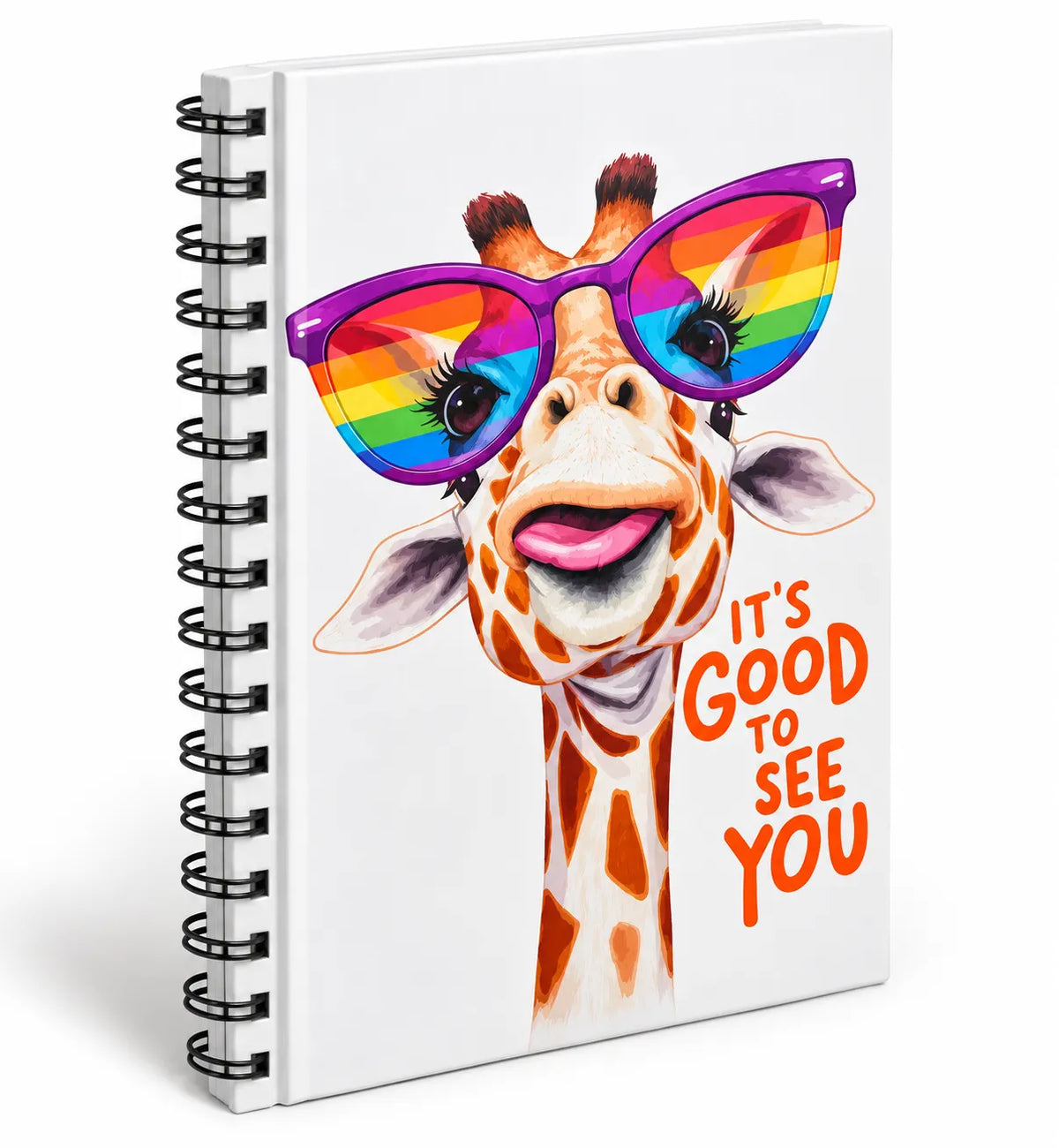 Rainbow Giraffe Spiral Notebook – 14 × 21 cm, 160 Pages, Ruled