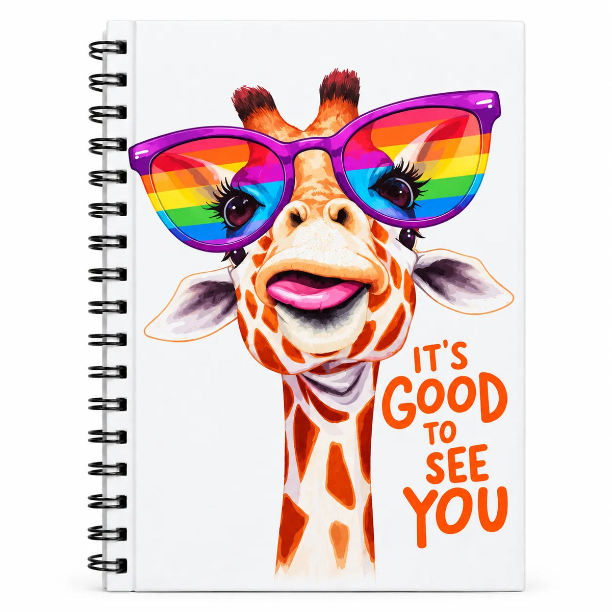 Rainbow Giraffe Spiral Notebook – 14 × 21 cm, 160 Pages, Ruled