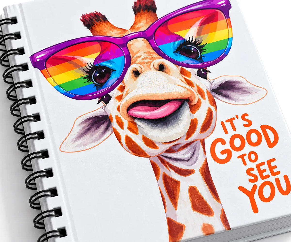 Rainbow Giraffe Spiral Notebook – 14 × 21 cm, 160 Pages, Ruled