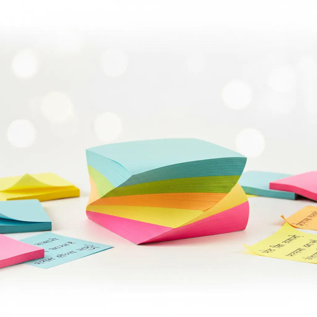 Saadhya Mart Rainbow Sticky Notes (Set of 2) | 3x3 Inch Self-Adhesive Neon Memo Pads
