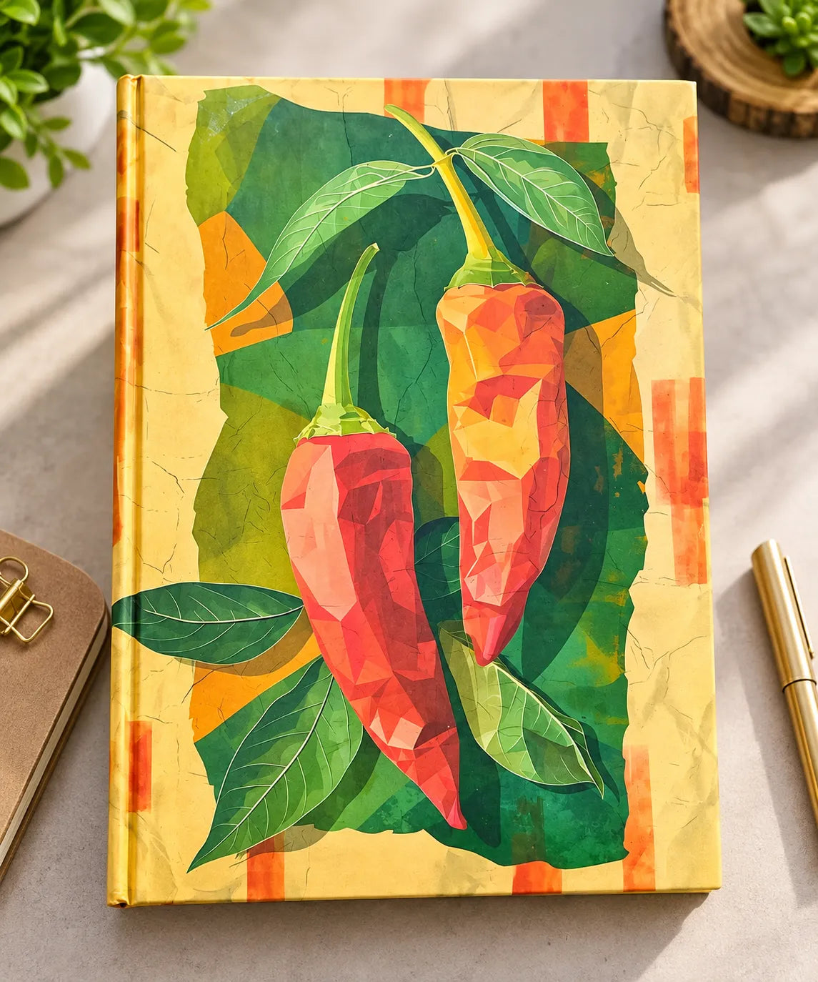 Red Chilli Art Hardcover Ruled Notebook – 16 × 21 cm | 124 & 192 Pages