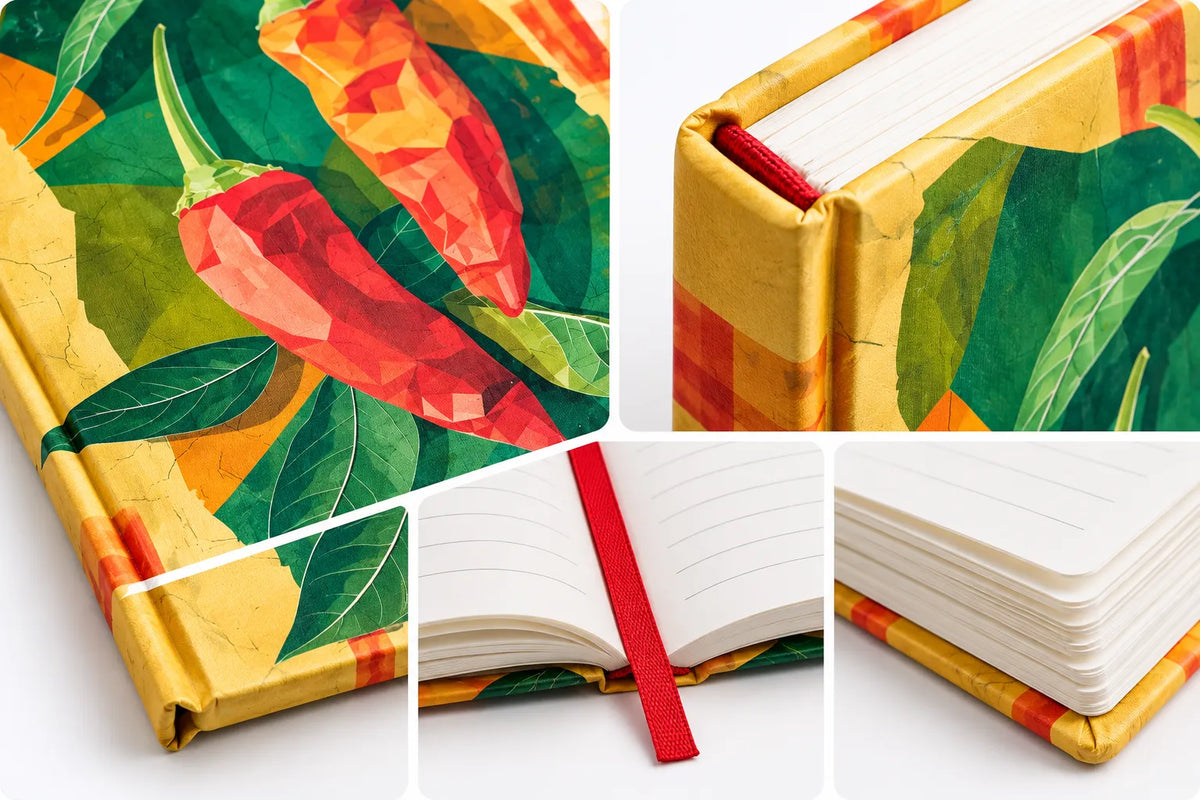 Red Chilli Art Hardcover Ruled Notebook – 16 × 21 cm | 124 & 192 Pages