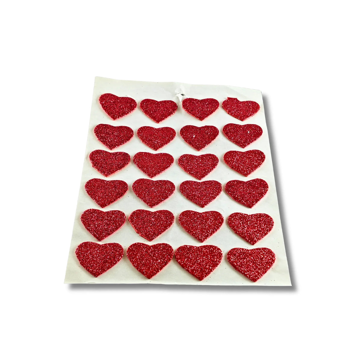 Red Glitter Heart Stickers 24 Heart Stickers for DIY Crafts