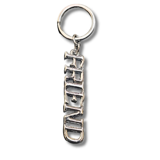 Rose Emblem FRIEND Metal Keychain – Stylish Friendship Gift Keyring for Friends