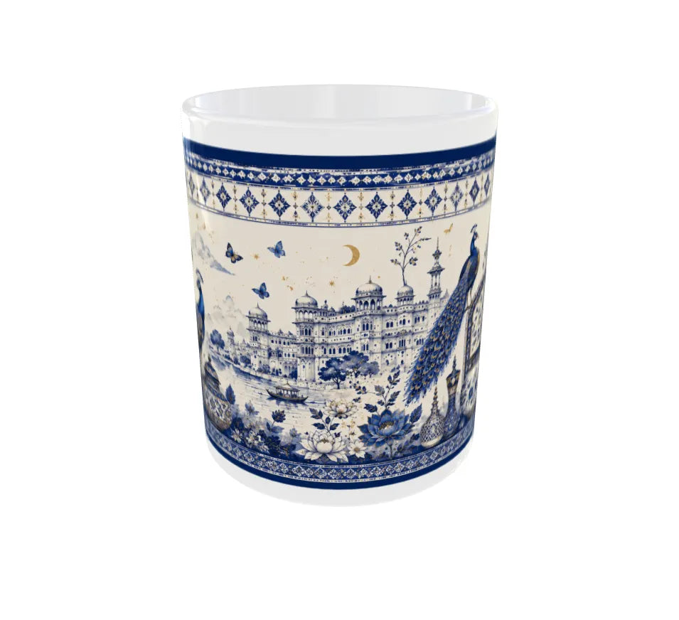 Royal Blue Pottery Peacock Ceramic Coffee Mug