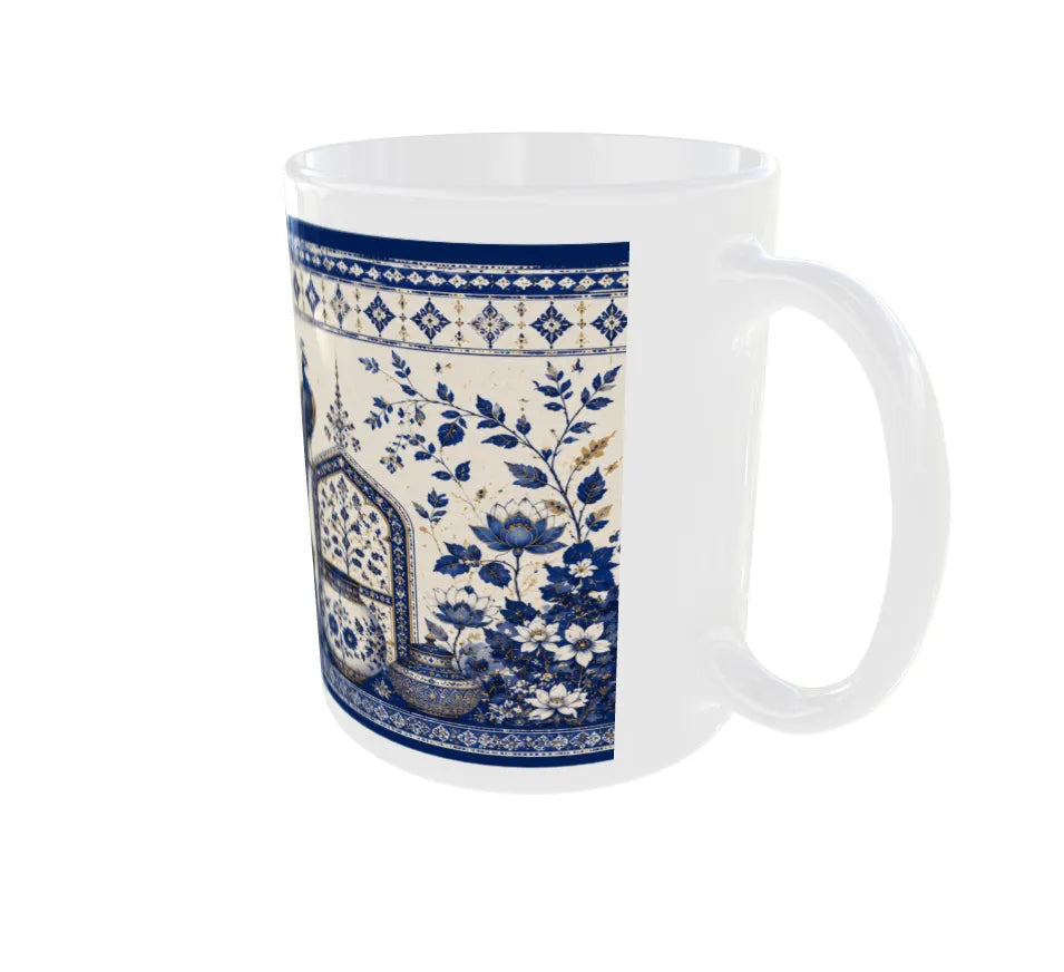 Royal Blue Pottery Peacock Ceramic Coffee Mug