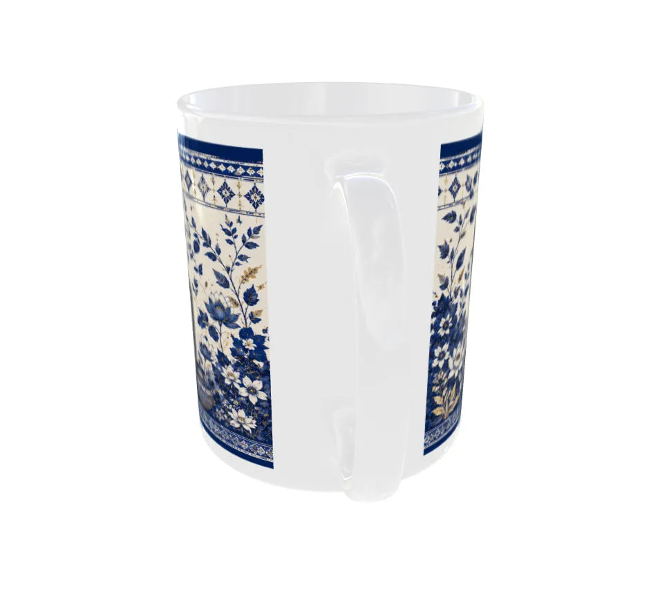 Royal Blue Pottery Peacock Ceramic Coffee Mug