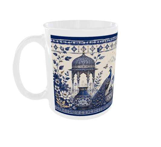 Royal Blue Pottery Peacock Ceramic Coffee Mug
