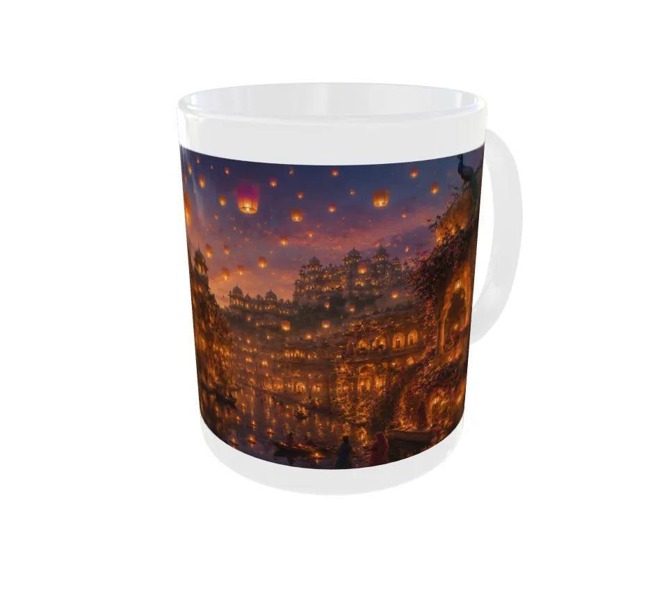Royal Rajasthani Lantern Festival Ceramic Mug