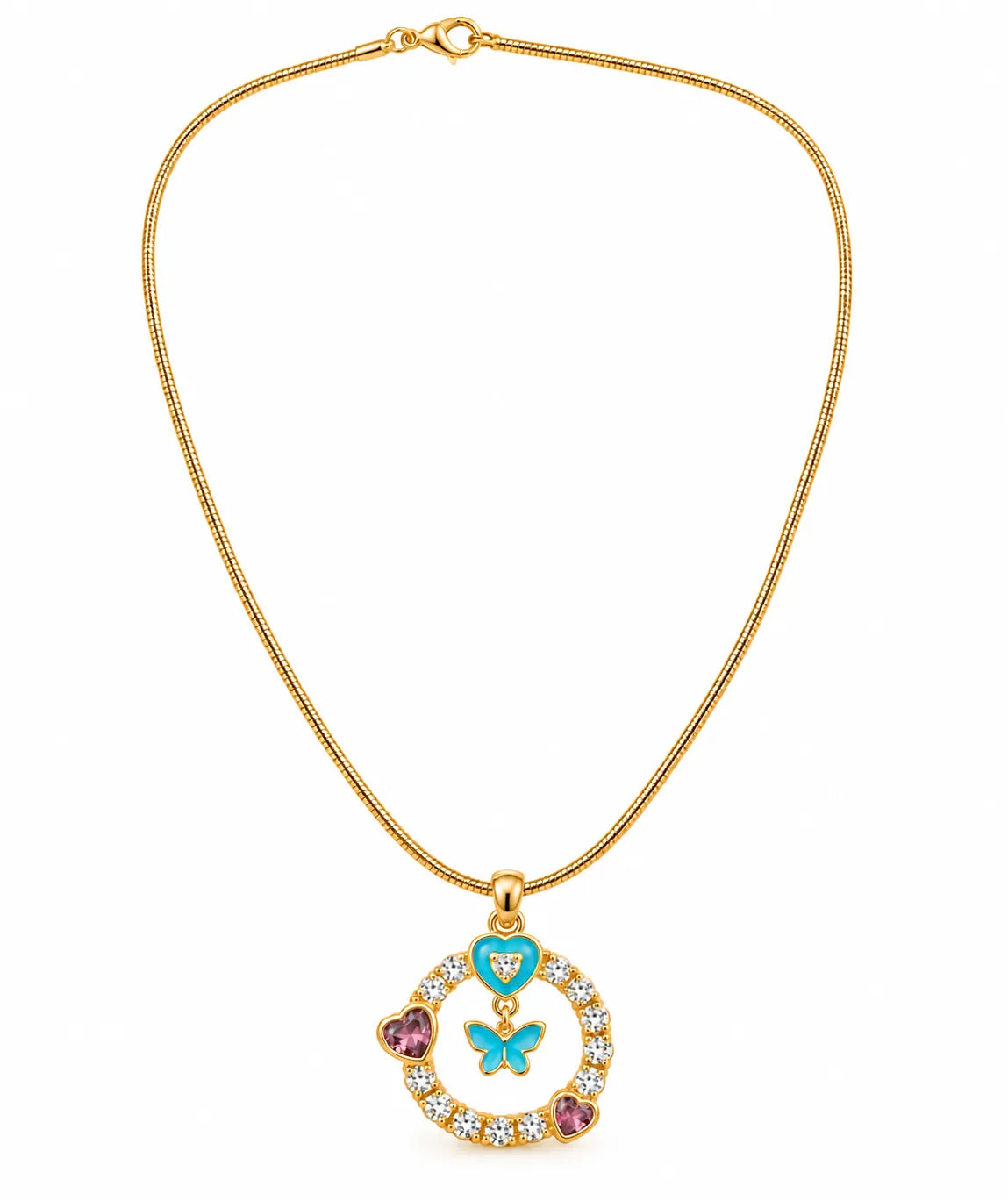 Saadhya Artis Blue Butterfly Heart Crystal Pendant Necklace