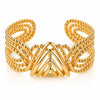 Saadhya Artis Gold-Tone Chevron Beaded Cuff Bracelet for Women – 6 cm Diameter