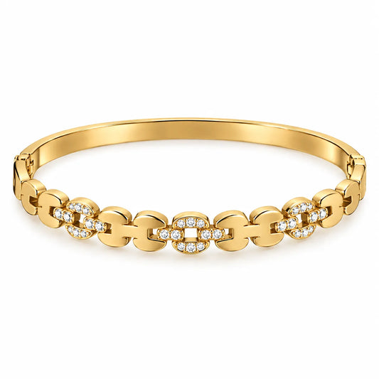 Saadhya Artis Gold-Tone Floral Crystal Bracelet for Women – Elegant Flower Link Fashion Bracelet