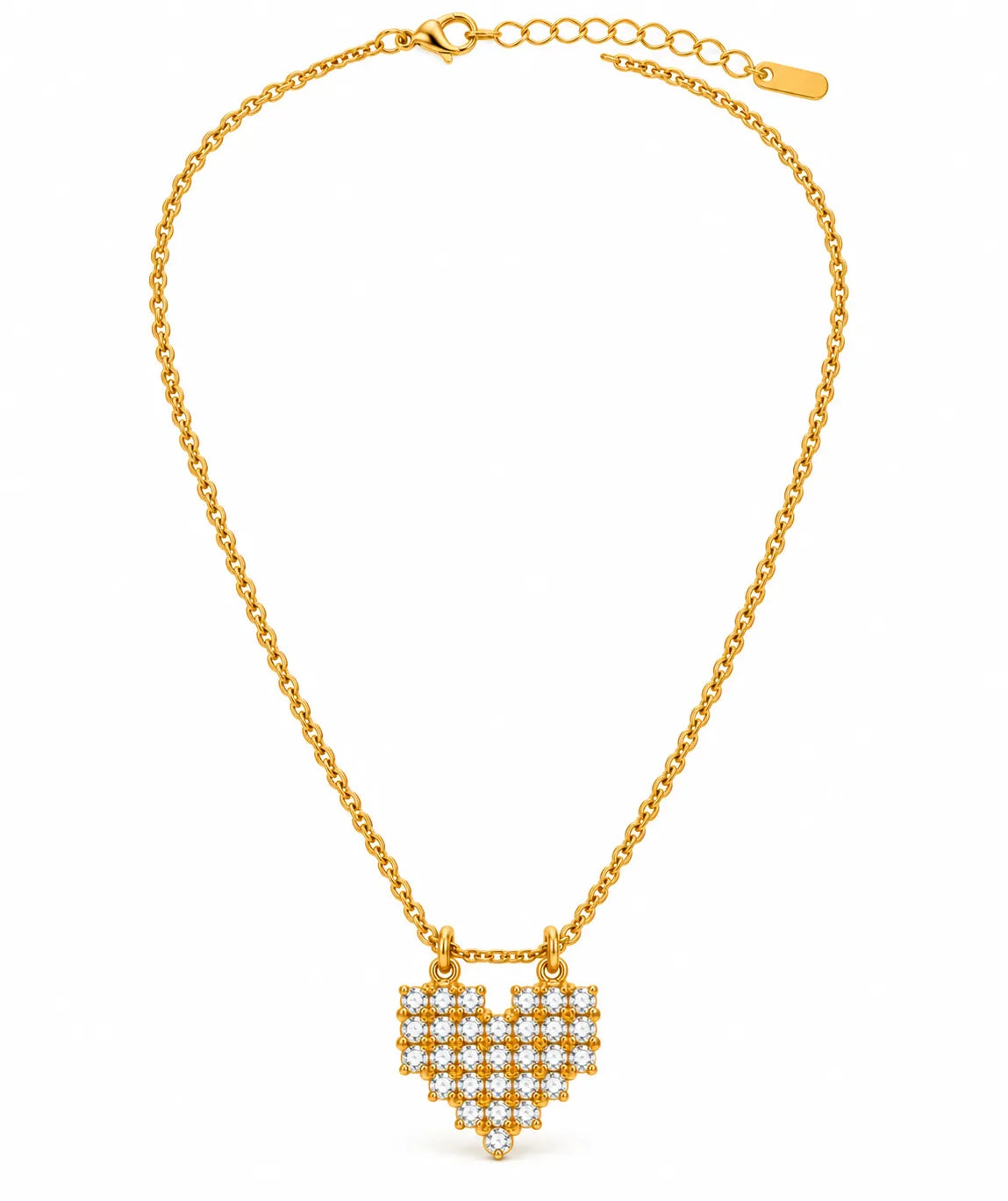 Saadhya Artis Golden Crystal Heart Pendant Necklace for Women & Girls