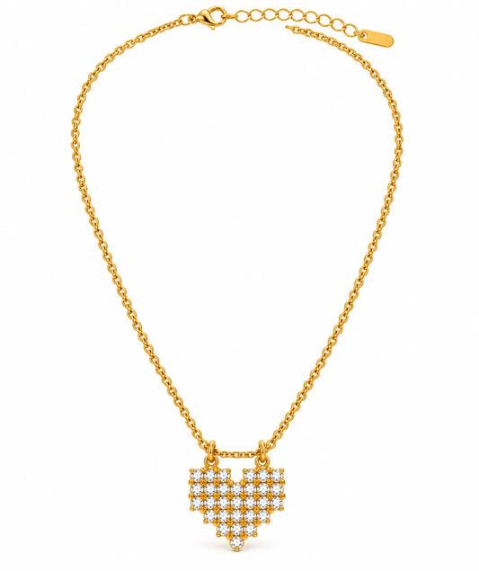 Saadhya Artis Golden Crystal Heart Pendant Necklace for Women & Girls