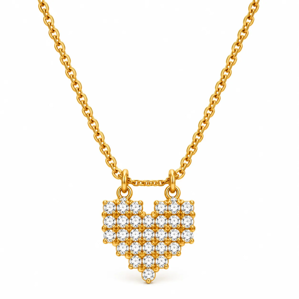 Saadhya Artis Golden Crystal Heart Pendant Necklace for Women & Girls