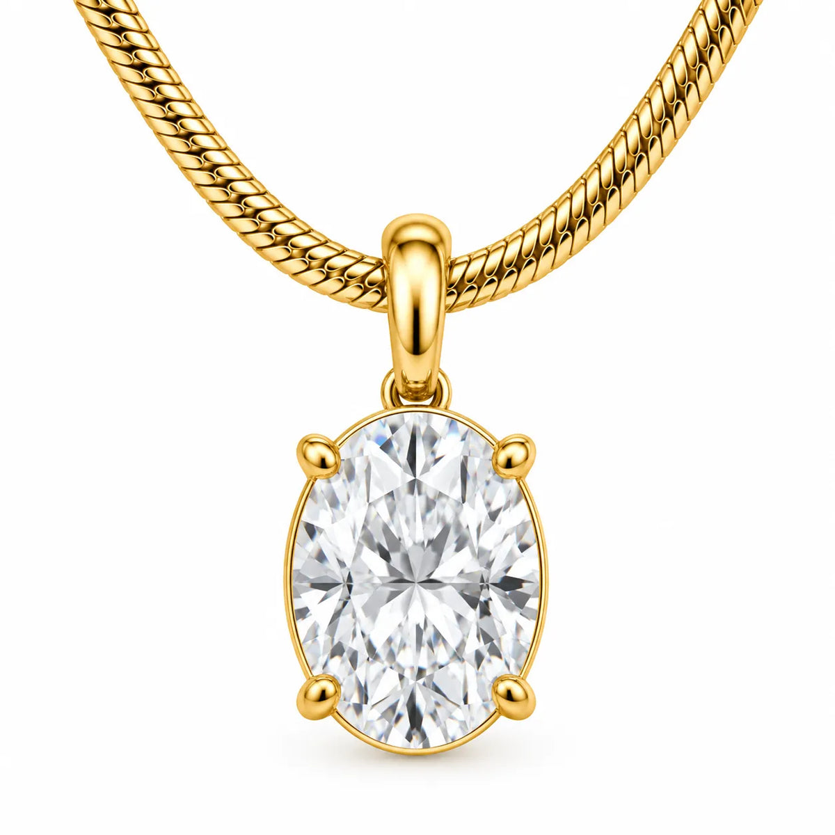 Saadhya Artis Golden Oval Crystal Pendant Necklace for Women & Girls