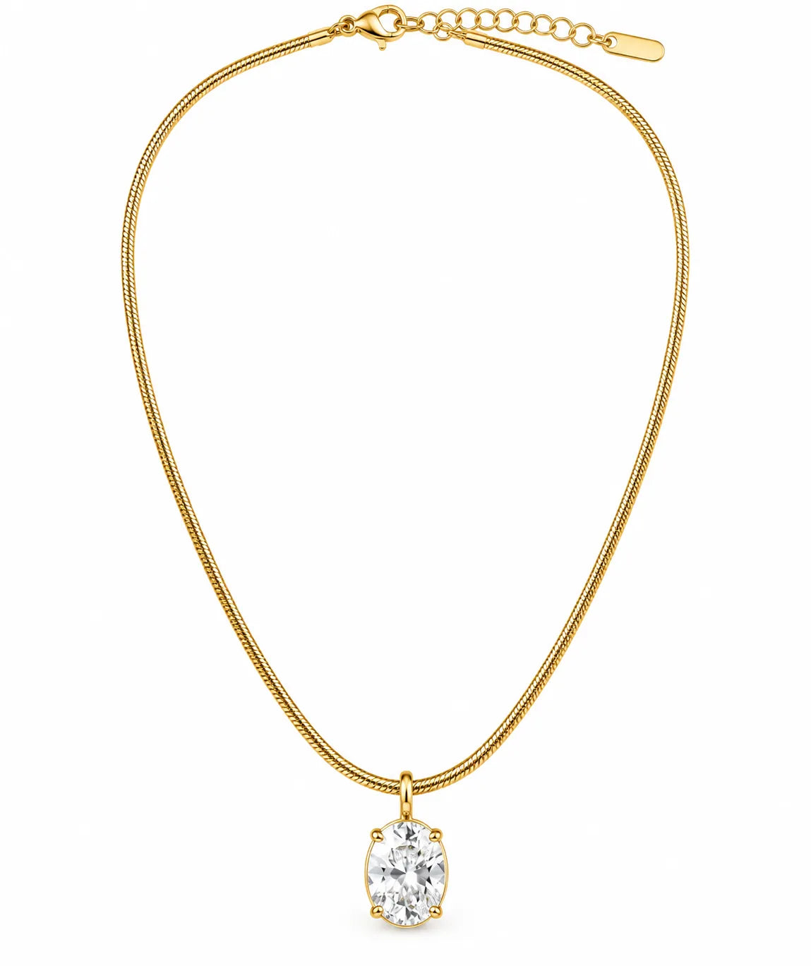 Saadhya Artis Golden Oval Crystal Pendant Necklace for Women & Girls