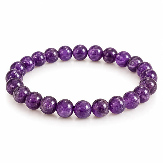 Saadhya Artis Natural Amethyst Bead Bracelet for Women & Girls – Purple Crystal Stone Bracelet
