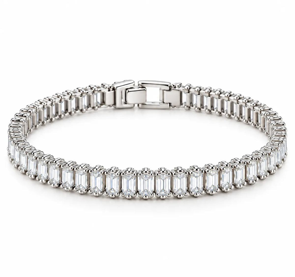 Saadhya Artis Silver Tennis Bracelet for Women – Elegant Sparkling Crystal Bracelet