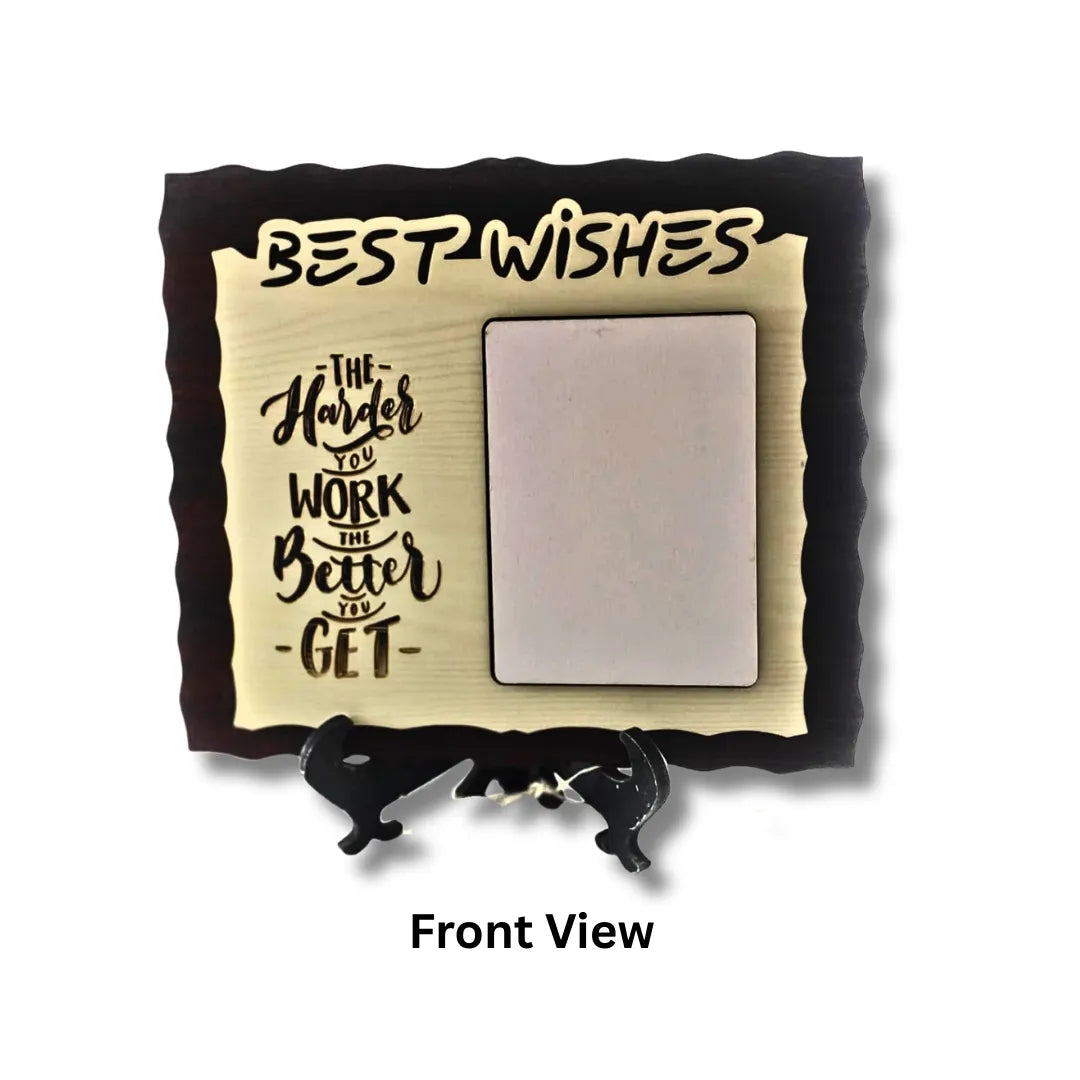 Personalized "Best Wishes" Wooden Photo Frame - Custom 1-Photo Collage Gift for All Occasions